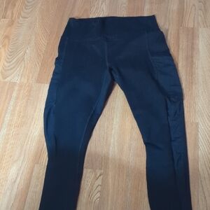 Fabletics Powerhold Black Leggings Measures Xs/S Tag Missing,Has Sheer Down Legs